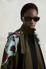 Hooded Parka with Rose Jacquard