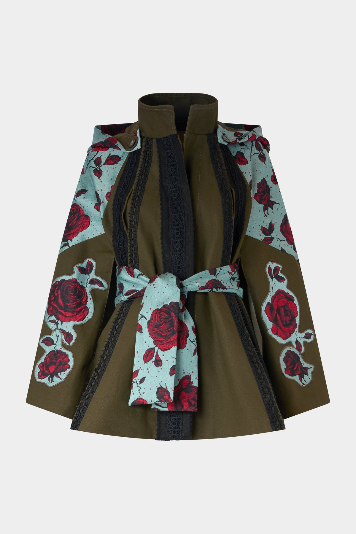 Hooded Parka with Rose Jacquard