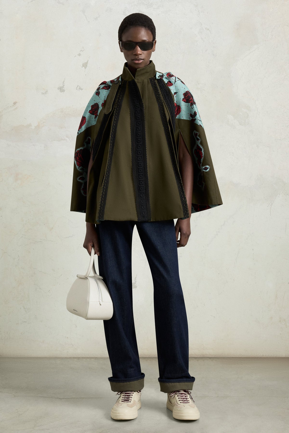 Hooded Parka with Rose Jacquard