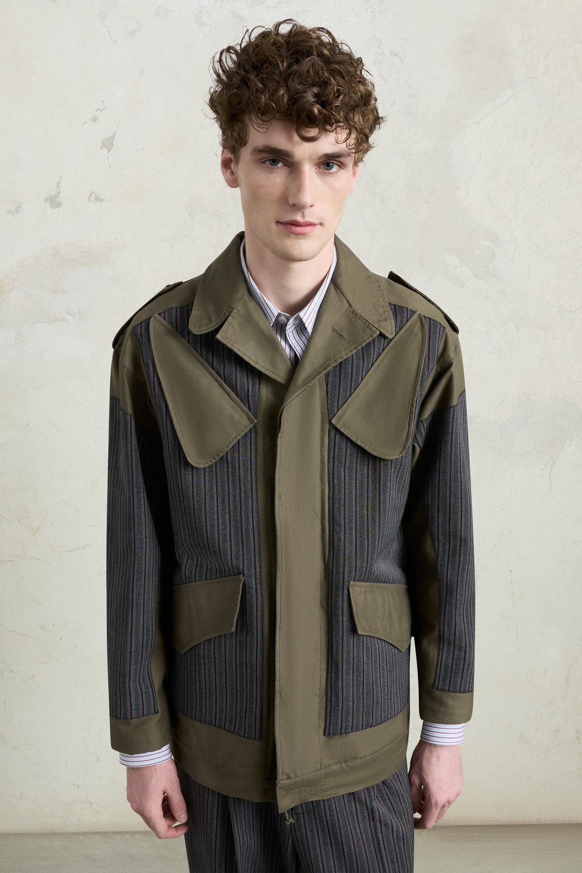 Pinstripe Panel Parka
