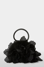 Black Caragol Bag with Plissé Bouquet