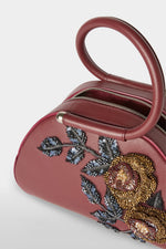 Burgundy Caragol Bag with Floral Sequin Embroidery