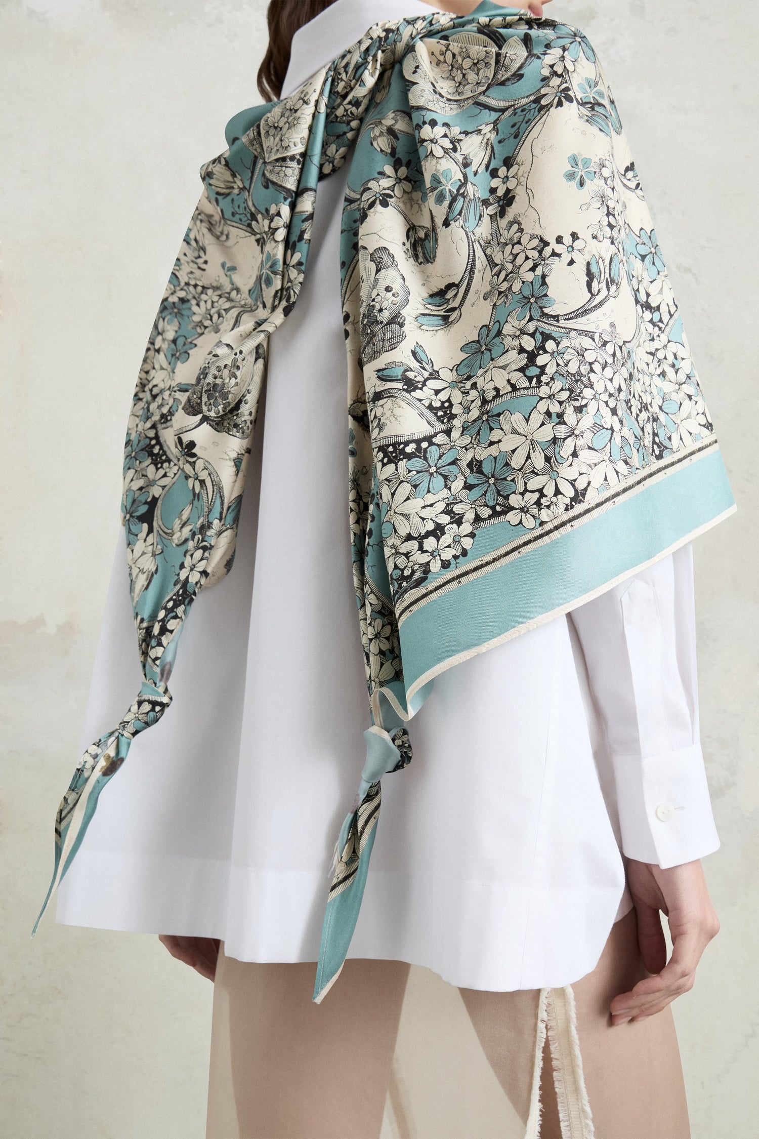 Floral Silk Jabot Robespierre Shirt