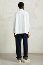 White Floral Embroidered Robespierre Shirt