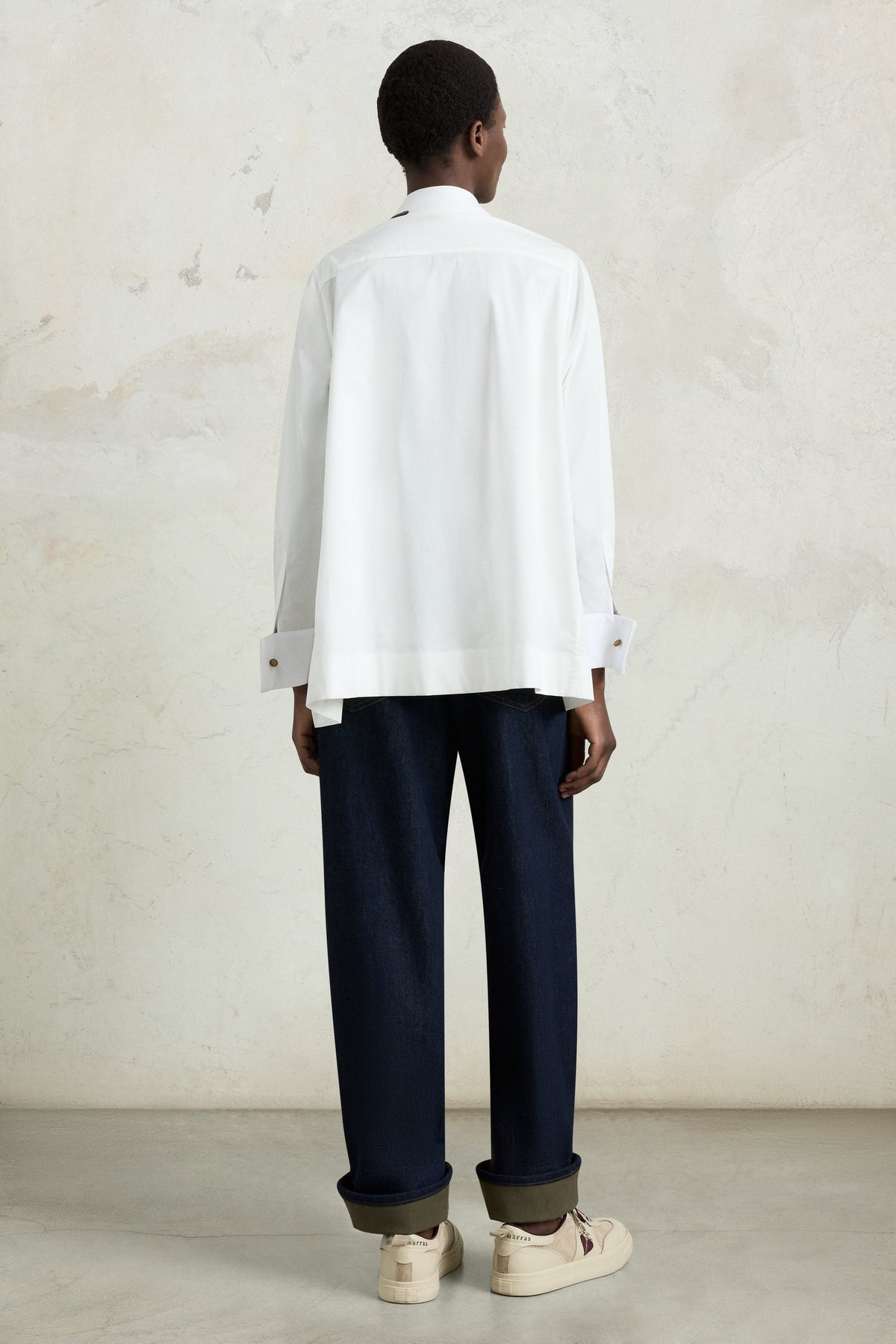 White Floral Embroidered Robespierre Shirt