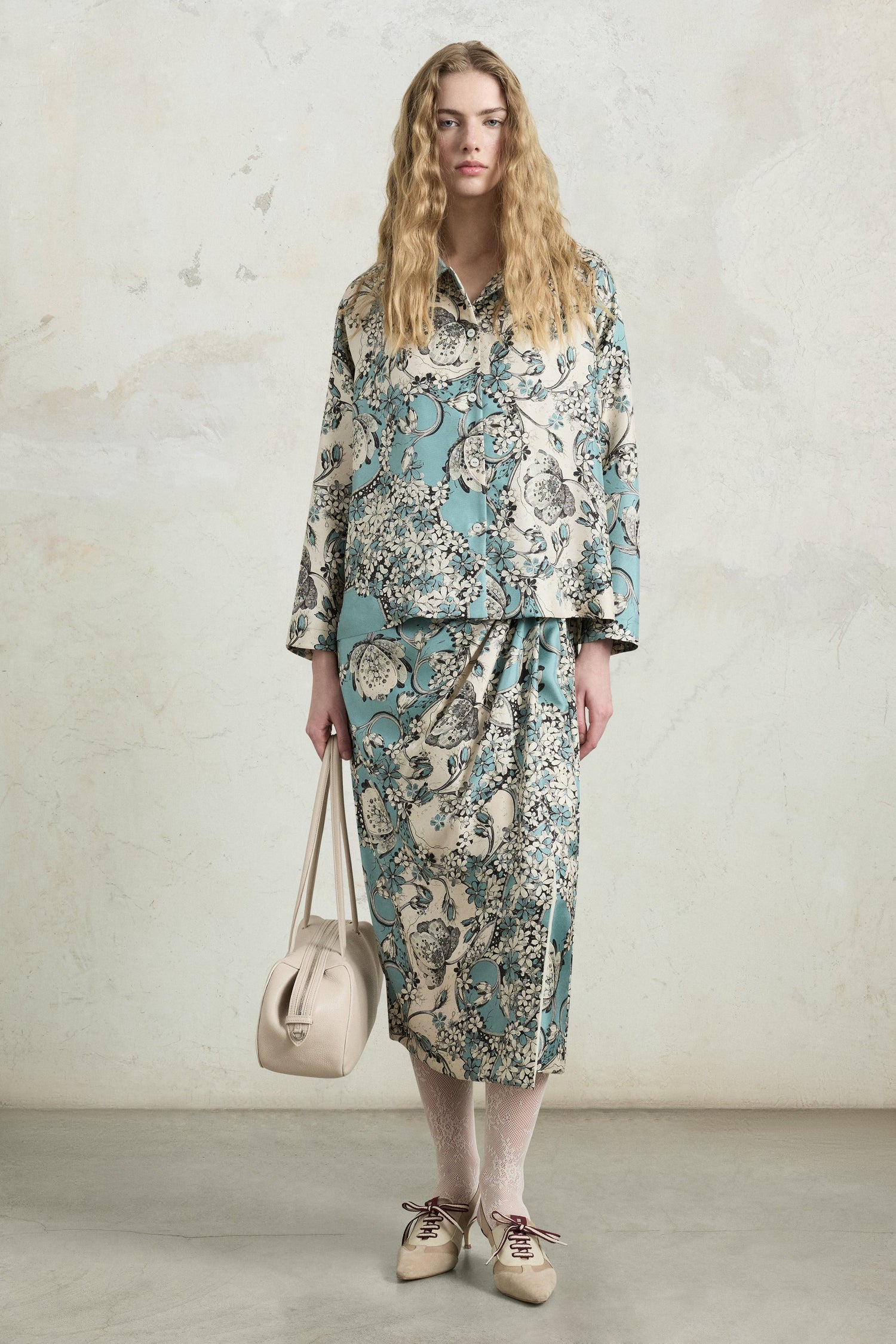 Turquoise Floral Pajama Shirt