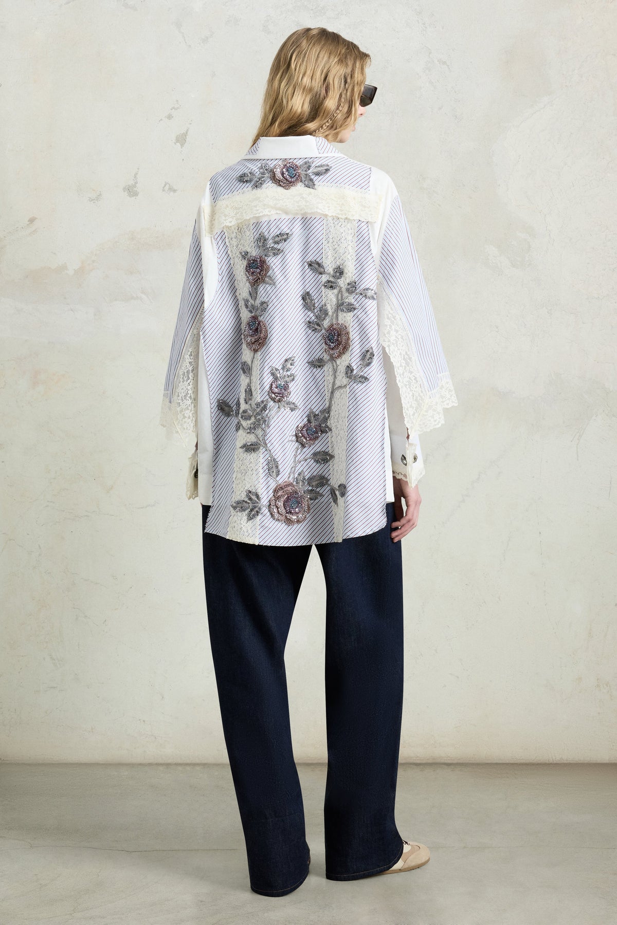 Patchwork Robespierre With Rose Embroidery