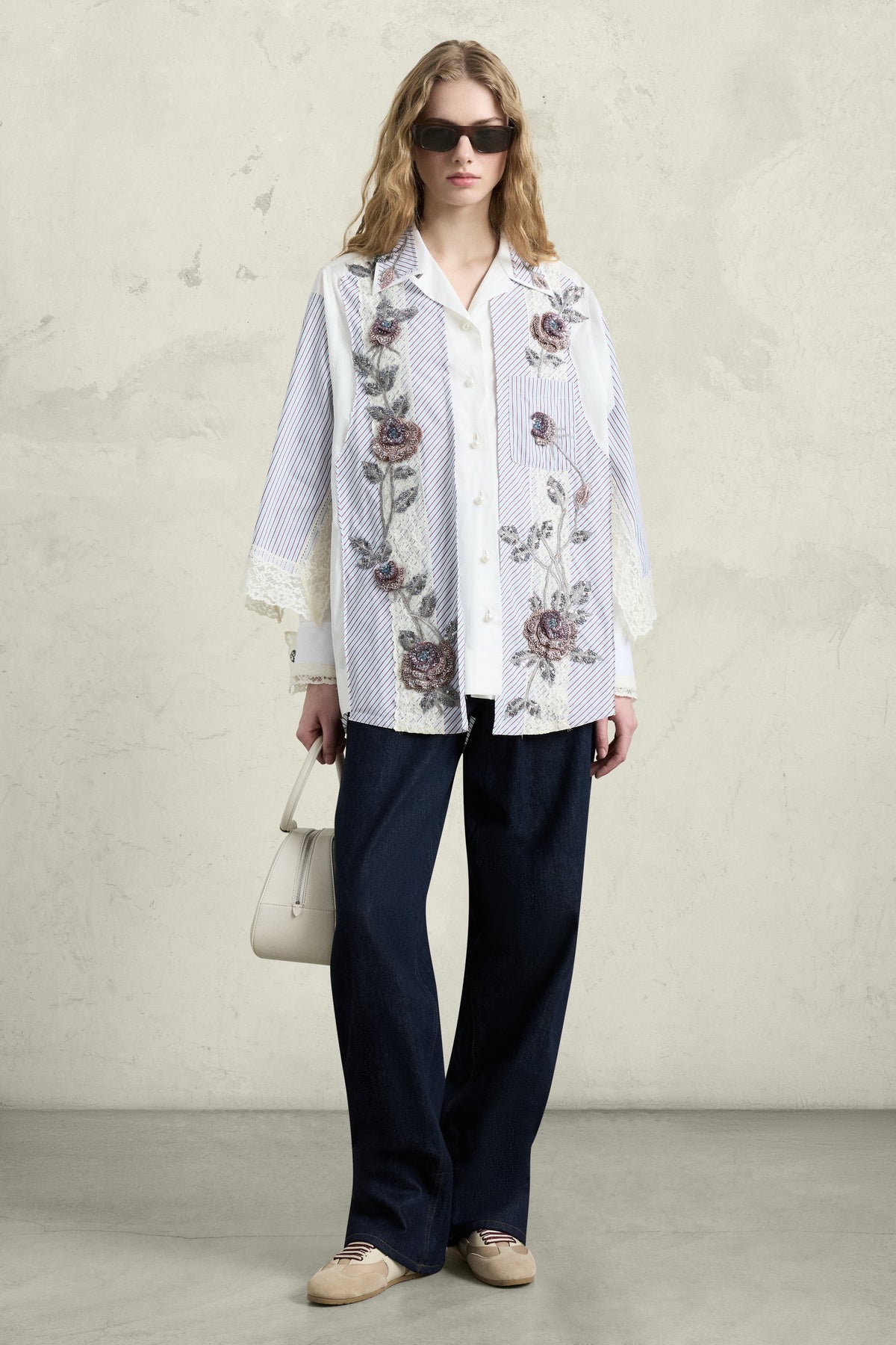 Patchwork Robespierre With Rose Embroidery
