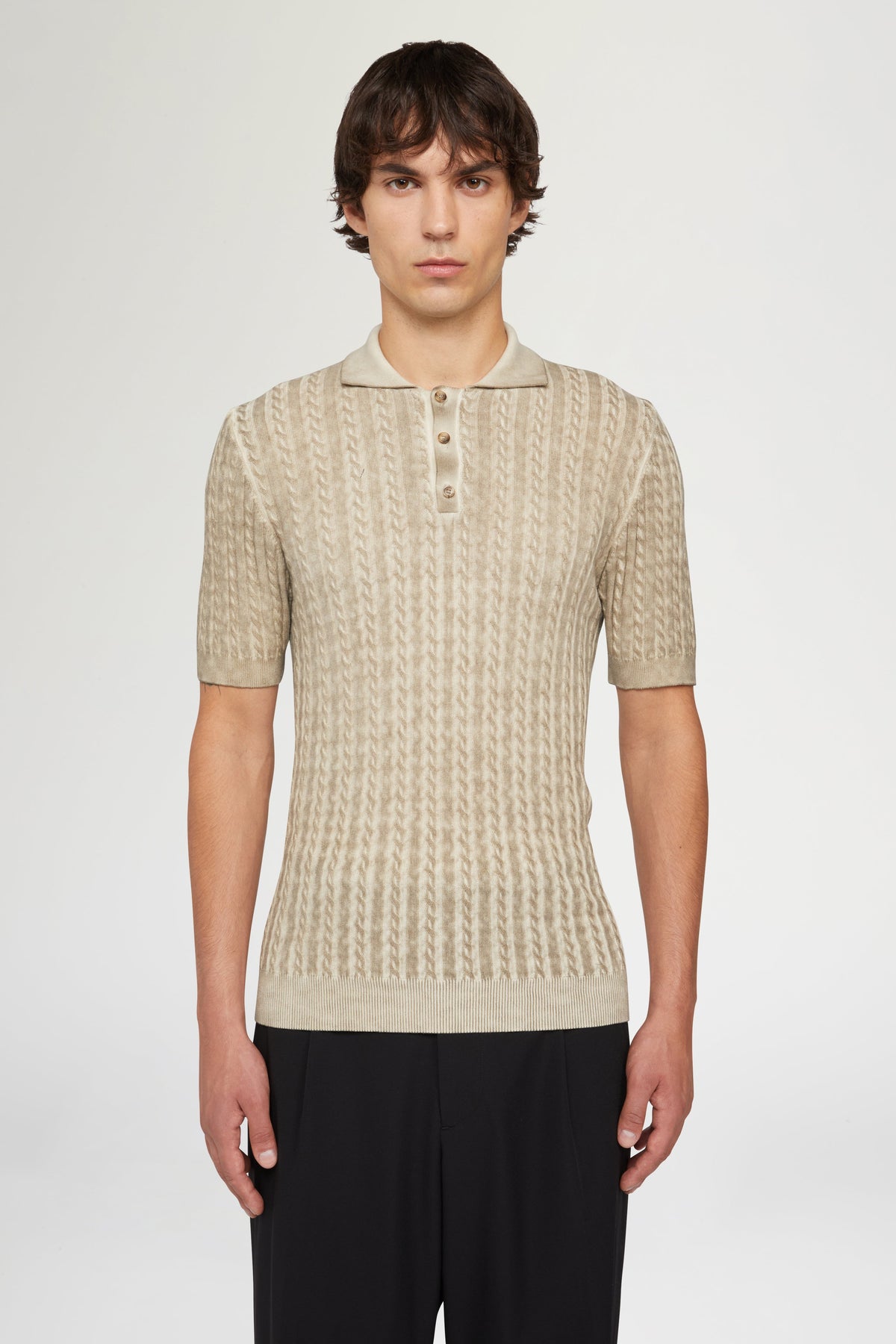 Beige Knit Polo