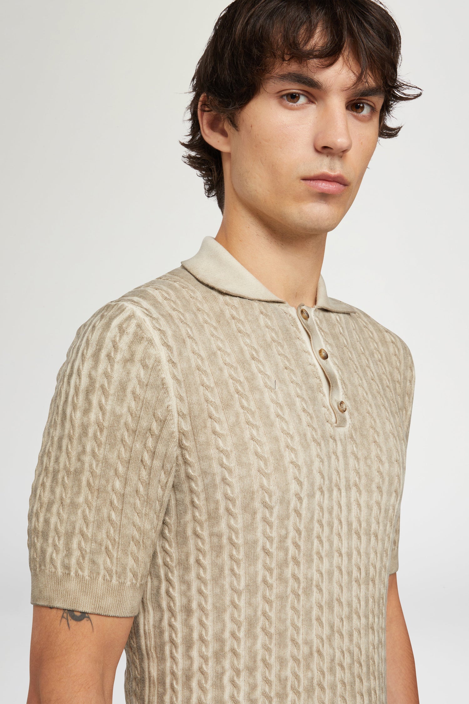 Beige Knit Polo