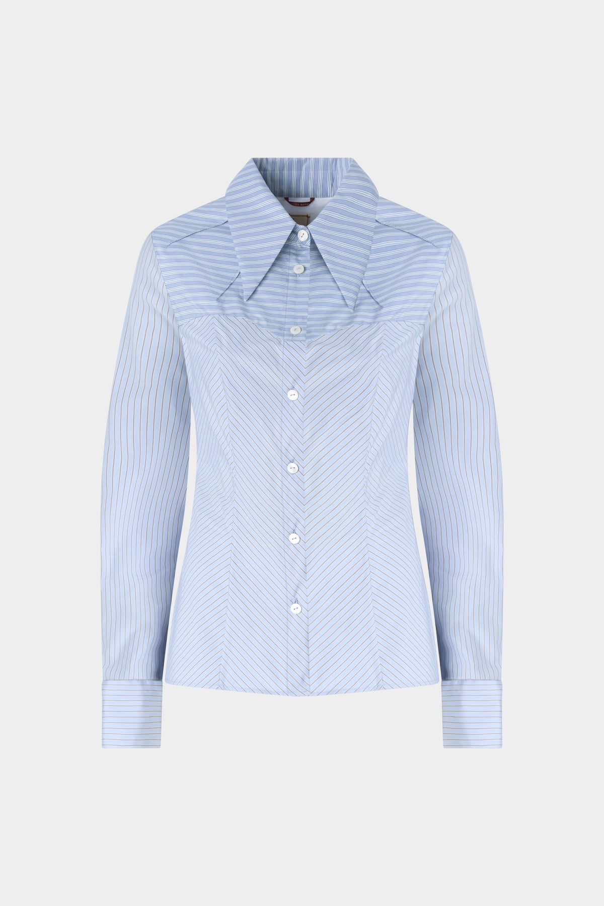 Cotton Shirt with Contrasting Striped Insert