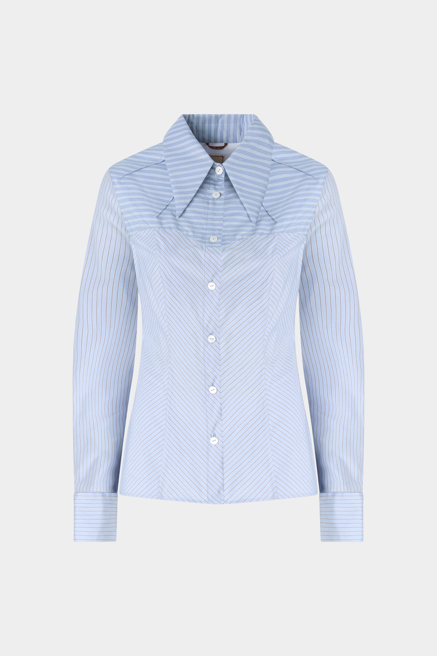 Cotton Shirt with Contrasting Striped Insert
