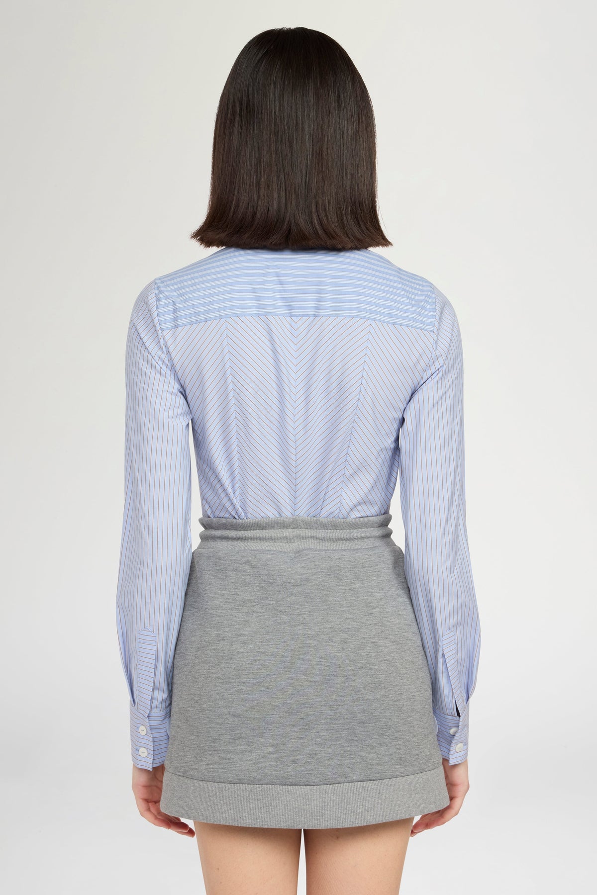 Cotton Shirt with Contrasting Striped Insert