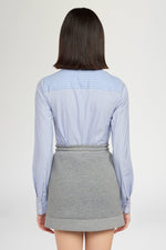 Cotton Shirt with Contrasting Striped Insert