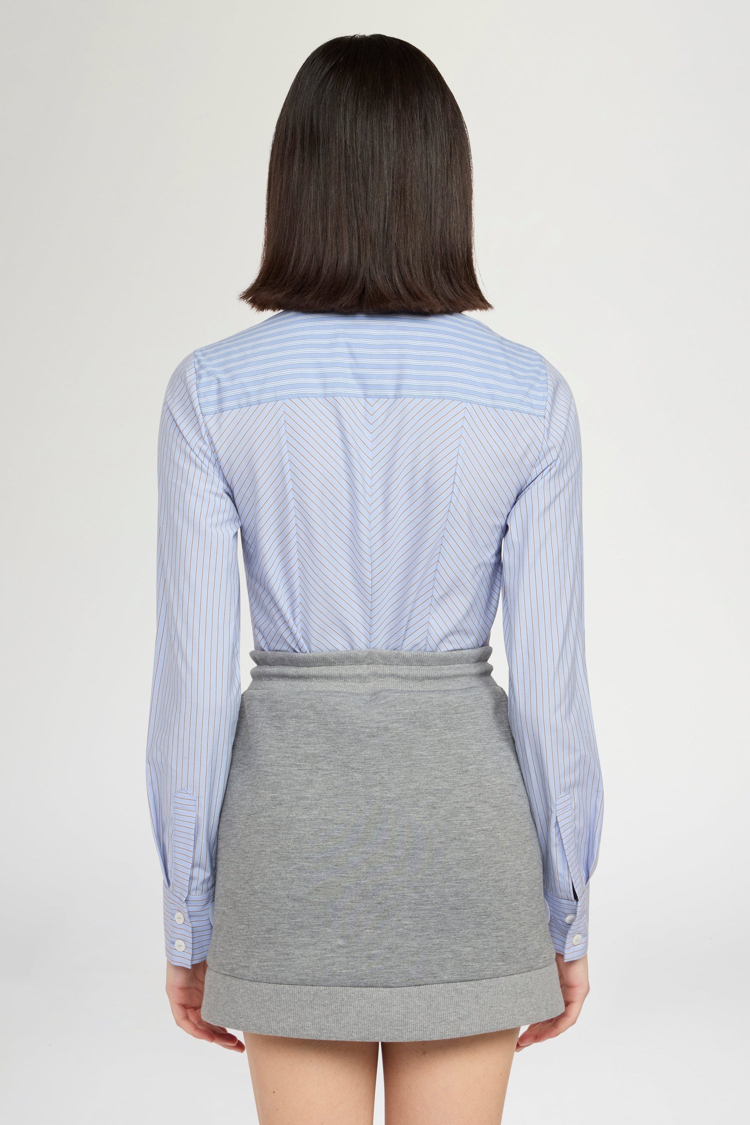 Cotton Shirt with Contrasting Striped Insert