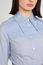 Cotton Shirt with Contrasting Striped Insert