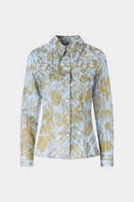 Blue Gold Floral Long-Sleeve Shirt