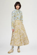 Blue Gold Floral Long-Sleeve Shirt
