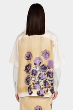 Beige Floral Silk Bowling Shirt