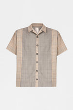 Beige Check Patchwork Shirt