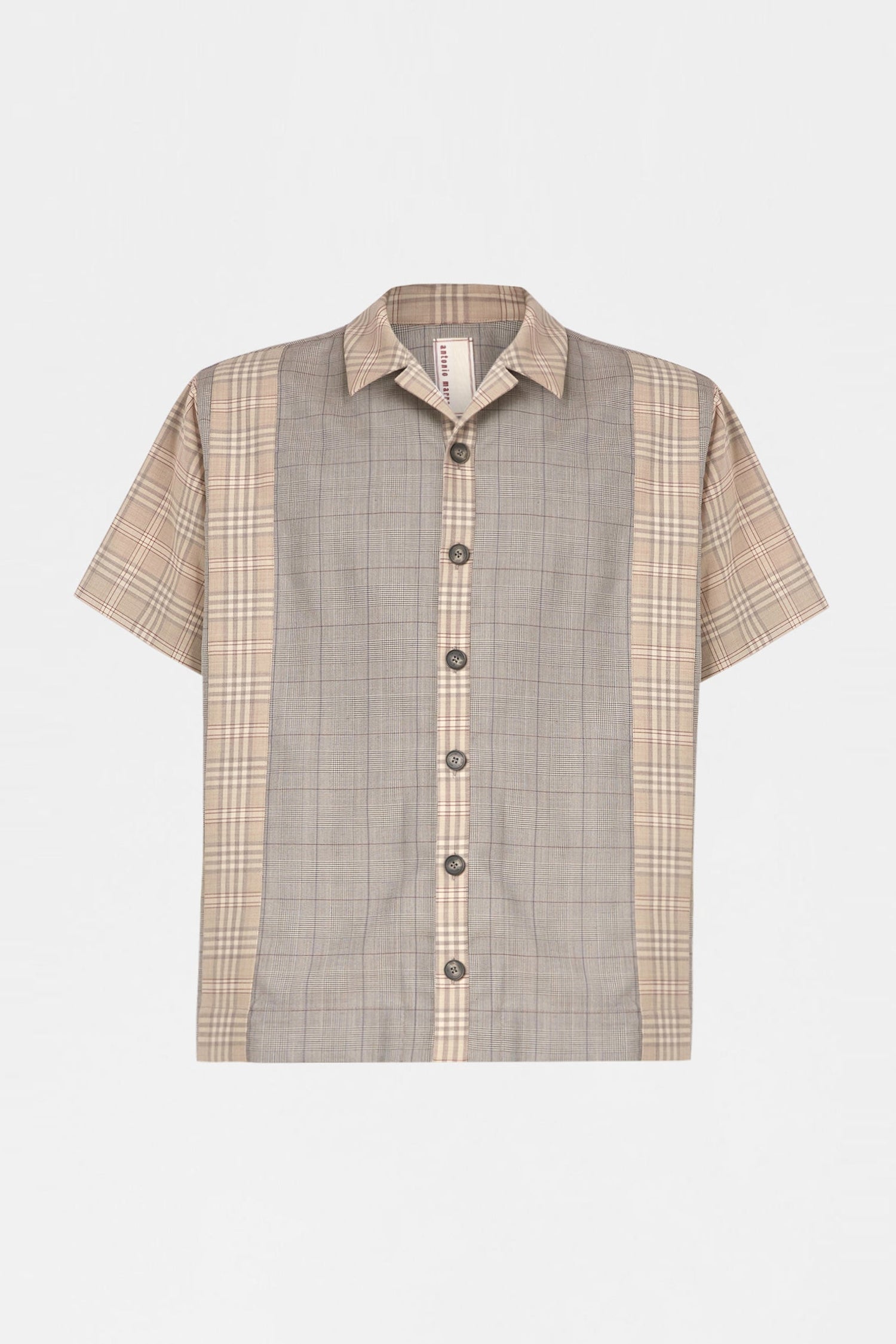 Beige Check Patchwork Shirt