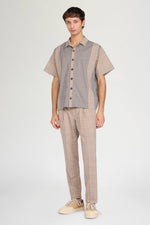 Beige Check Patchwork Shirt