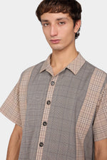 Beige Check Patchwork Shirt