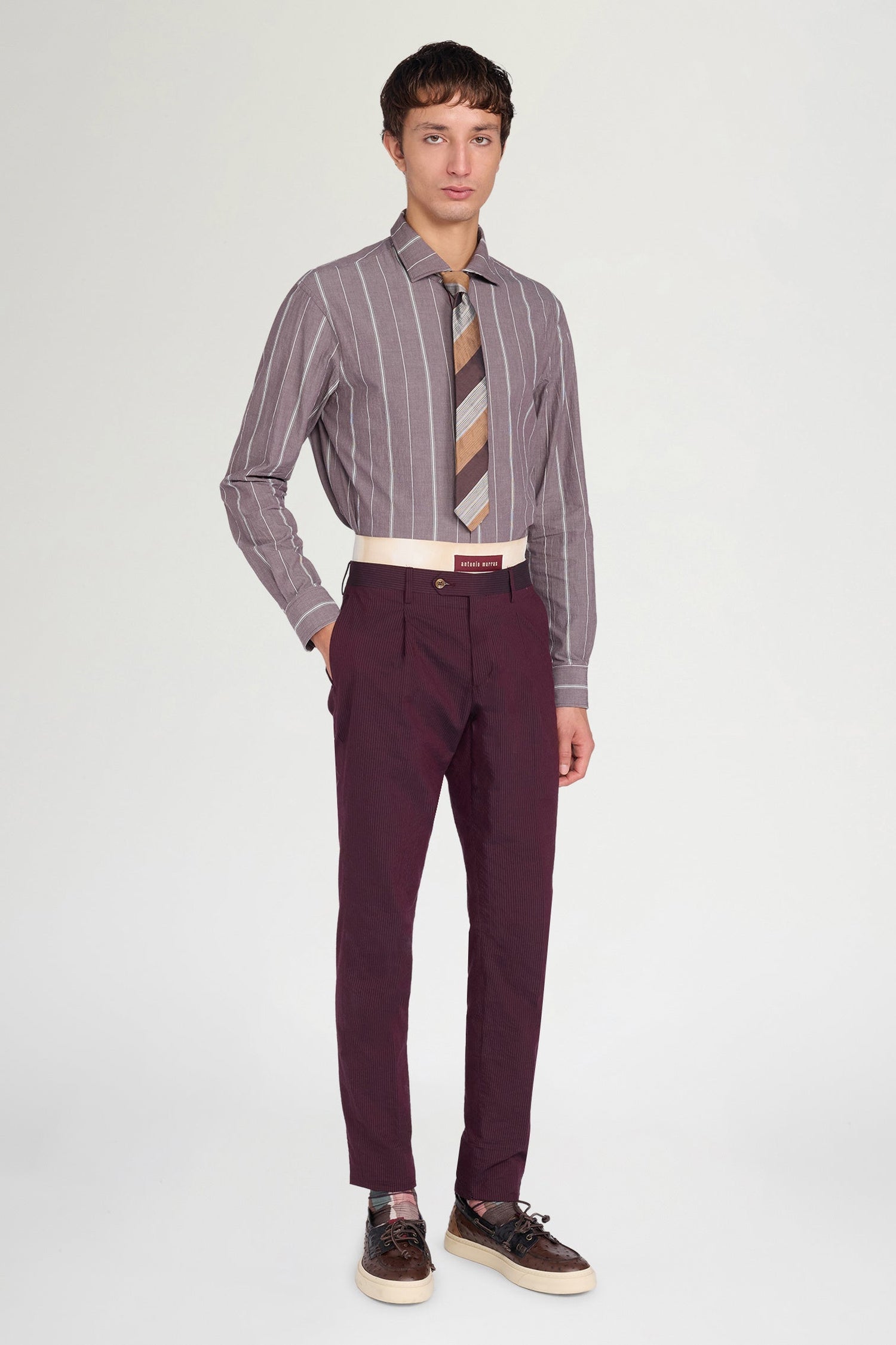 Prune Brown Striped Shirt