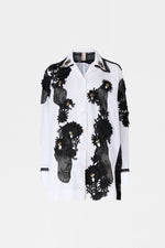 Robespierre Shirt with Black Floral Lace Patches