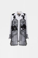 White Shirt with Black Lace Overlay