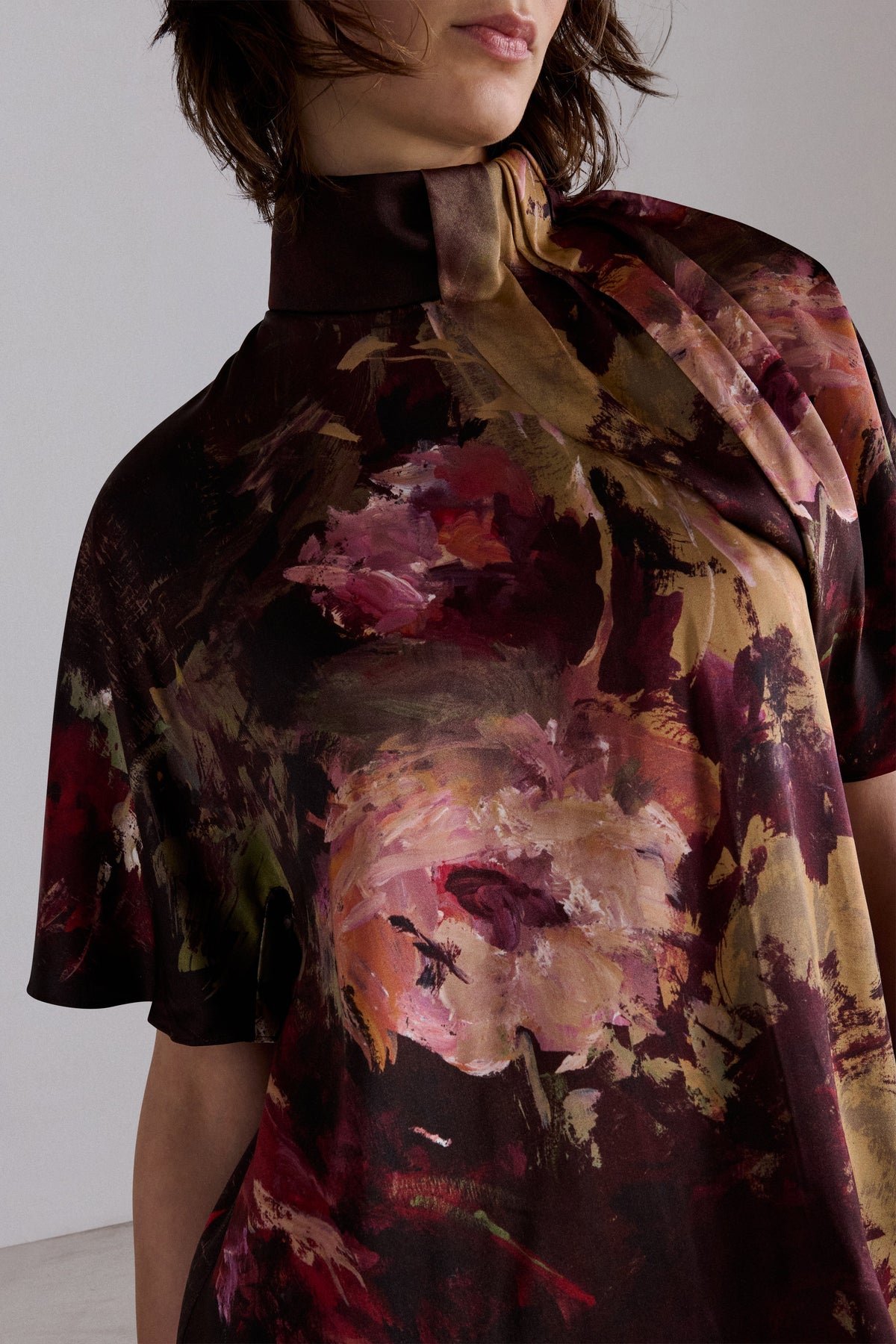 Painterly Rose Print Blouse