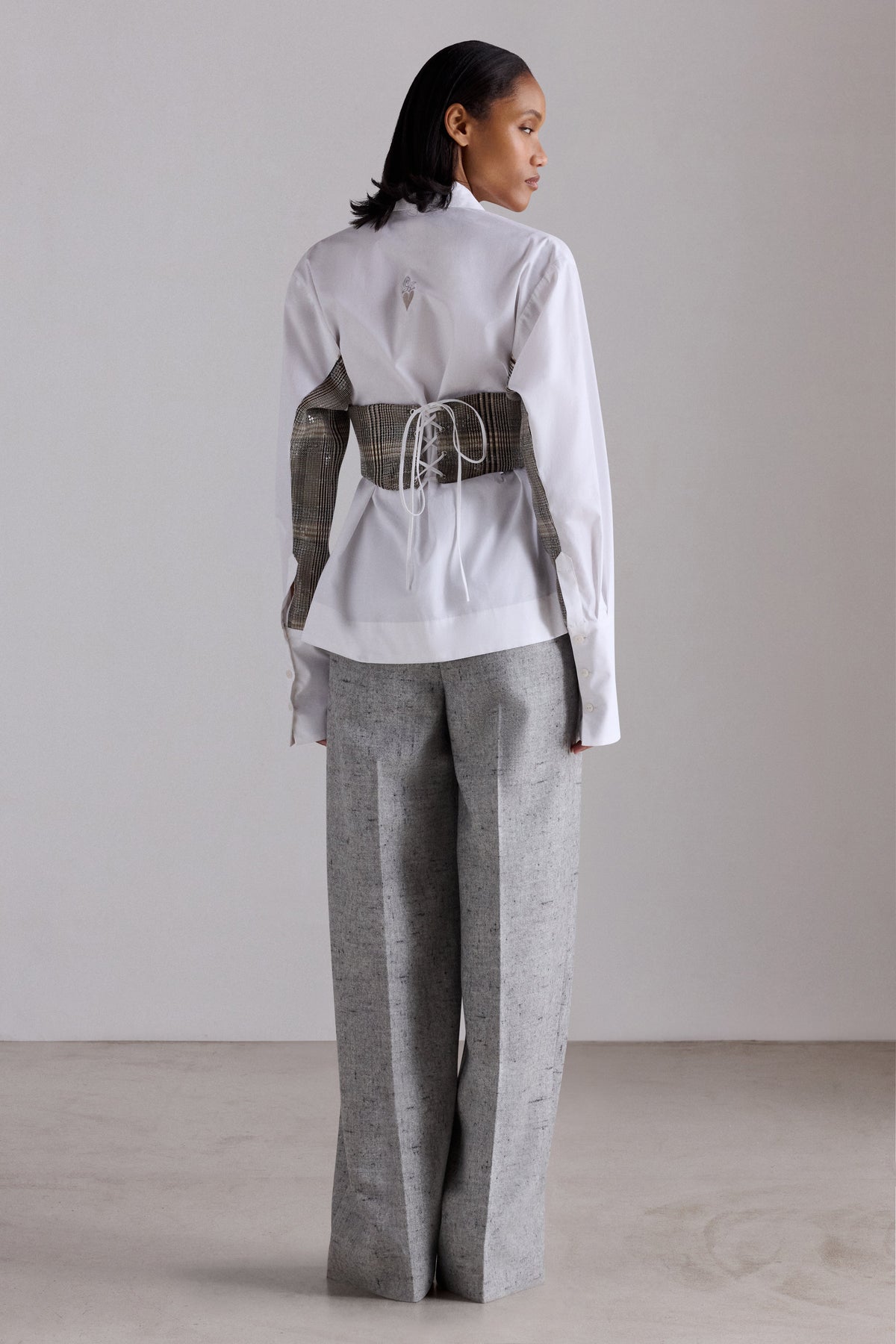 Tweed Bustier Cotton Shirt