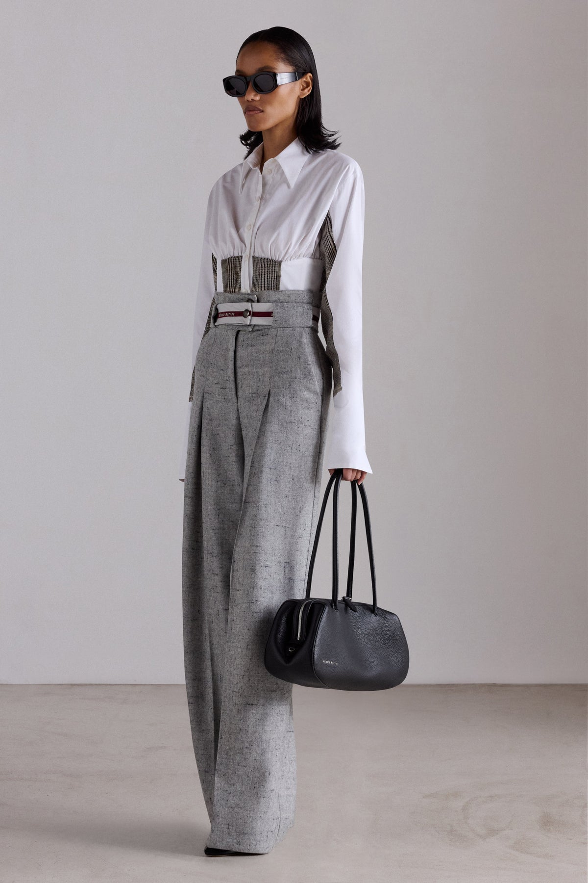 Tweed Bustier Cotton Shirt