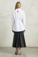 White Drawstring Waist Shirt