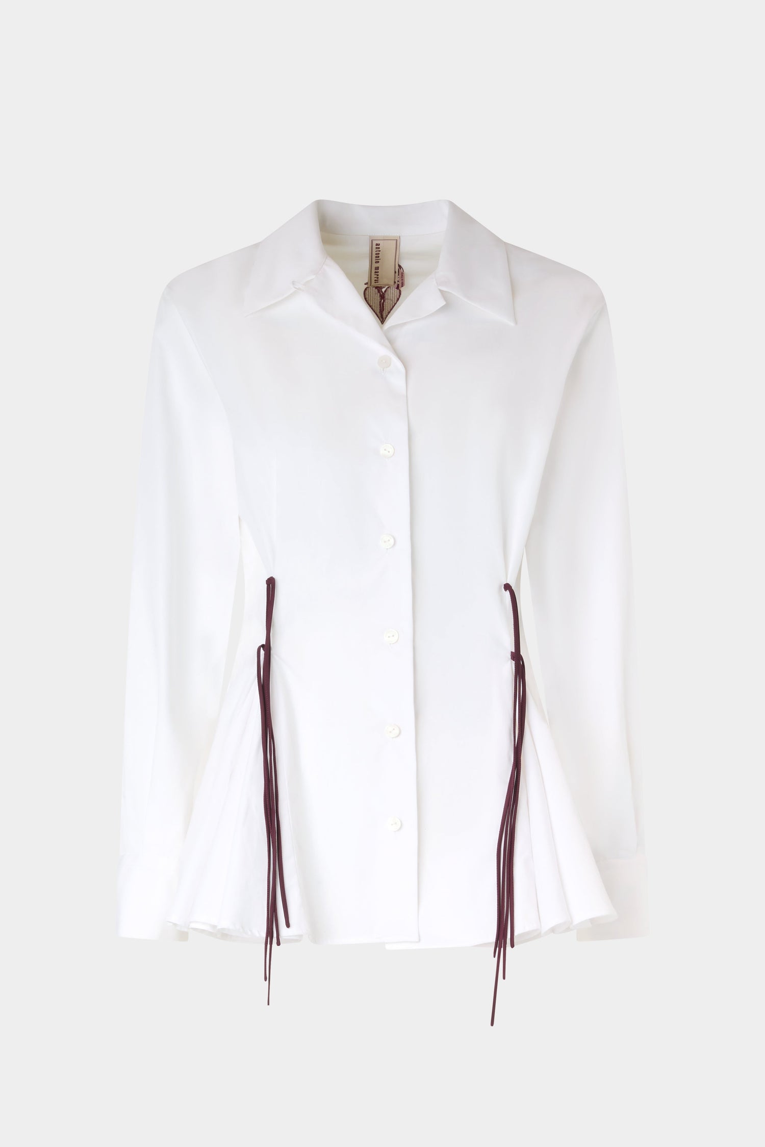 White Drawstring Waist Shirt