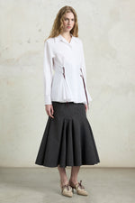 White Drawstring Waist Shirt
