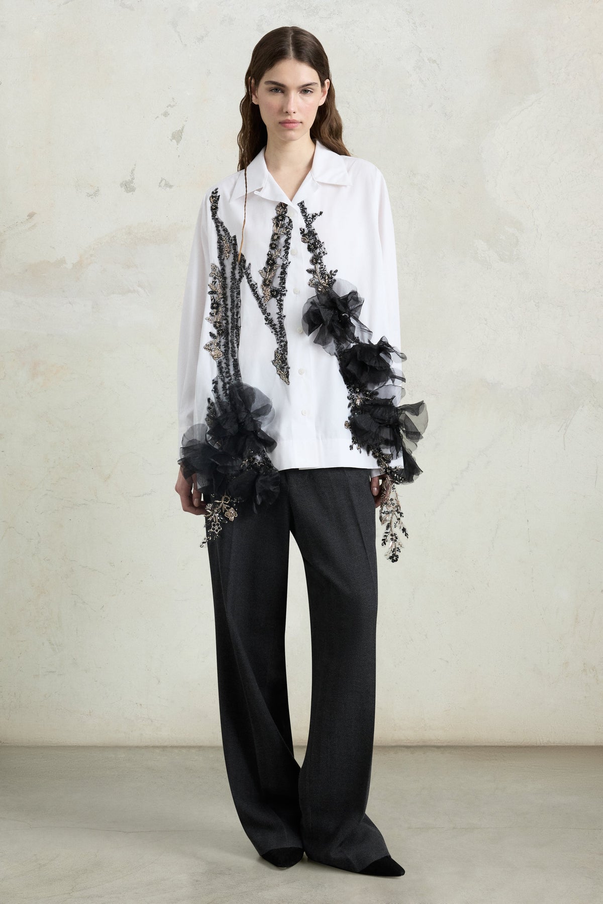 Robespierre with Cascading Floral Embroidery