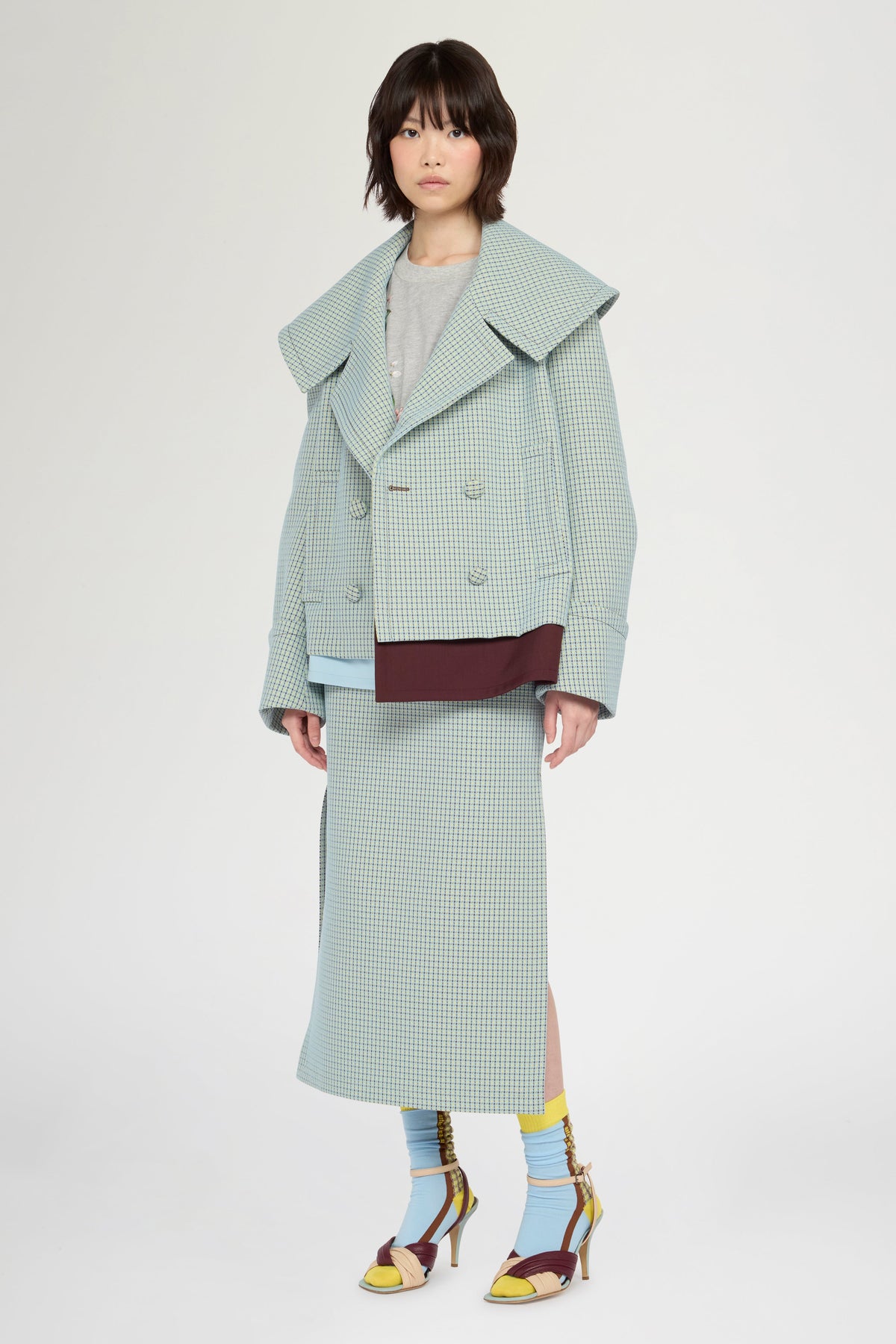 Boxy Double-breasted Jacquard Coat