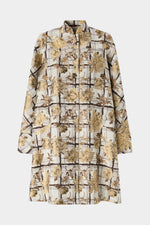 Flared Coat with Camel Pinstripe Pleated Insert