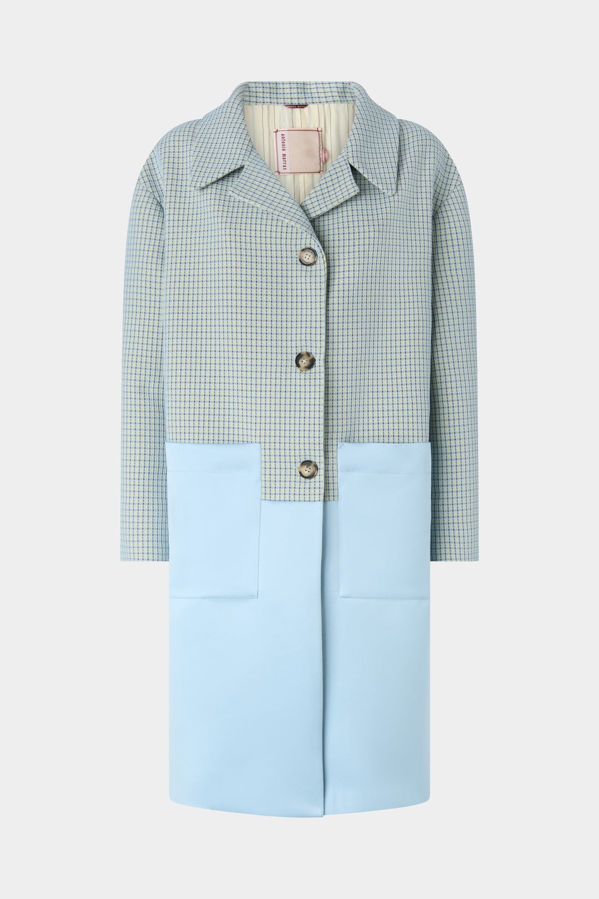 Patchwork Jacquard Coat with Color-block Panels