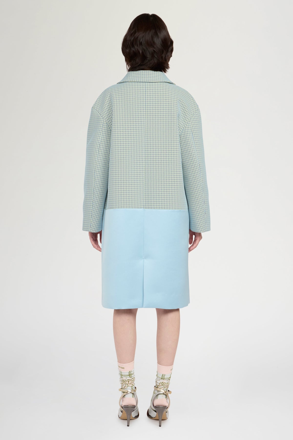 Patchwork Jacquard Coat with Color-block Panels