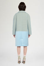 Patchwork Jacquard Coat with Color-block Panels