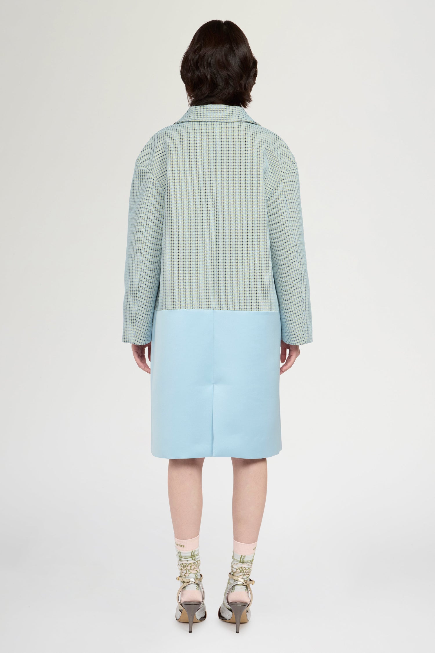 Patchwork Jacquard Coat with Color-block Panels