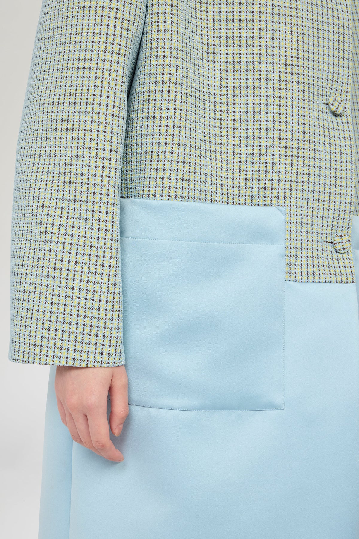 Patchwork Jacquard Coat with Color-block Panels