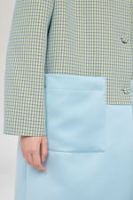 Patchwork Jacquard Coat with Color-block Panels
