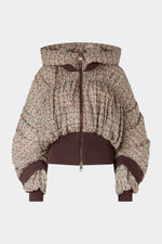 Cropped Bomber in Embossed Printed Nylon