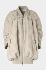Oversized Gathered Bomber in Floral-Quilted Nylon