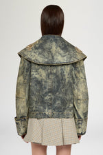 Wide Lapel Aviator Denim Jacket