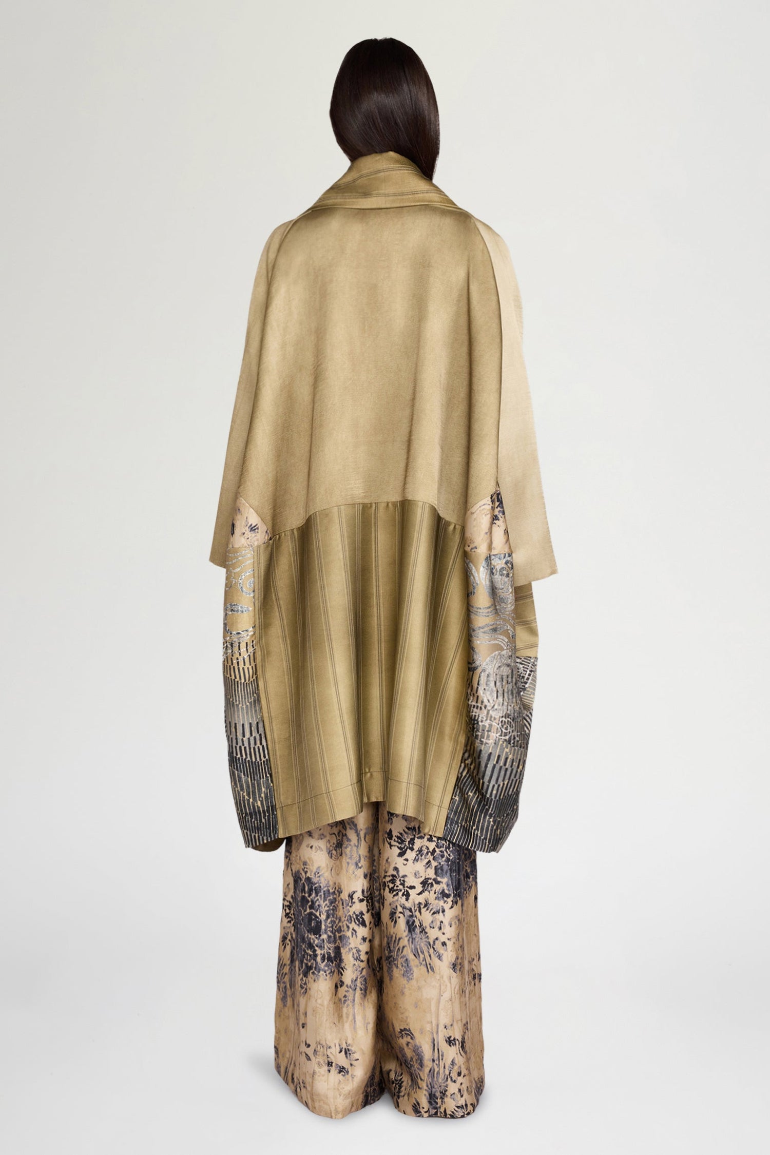Patchwork Caban With Shawl Collar