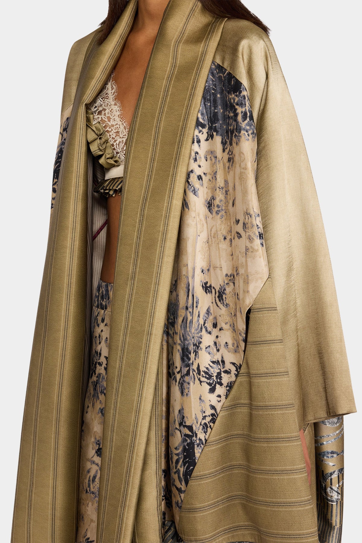 Patchwork Caban With Shawl Collar